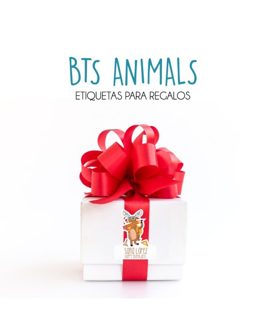 Paquete de etiquetas para Regalo Bts Animals - Etiquetas Para Regalos