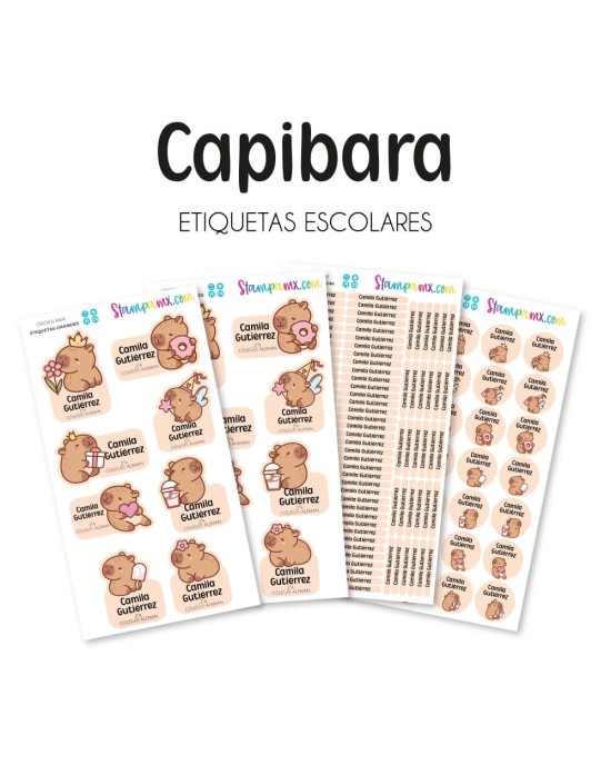 Escuela Adheribles Capibara-Etiquetas Para Escuela