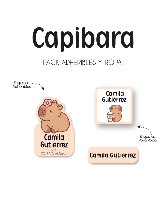 Pack Ropa y Escuela Capibara | Pack Ropa y Adheribles