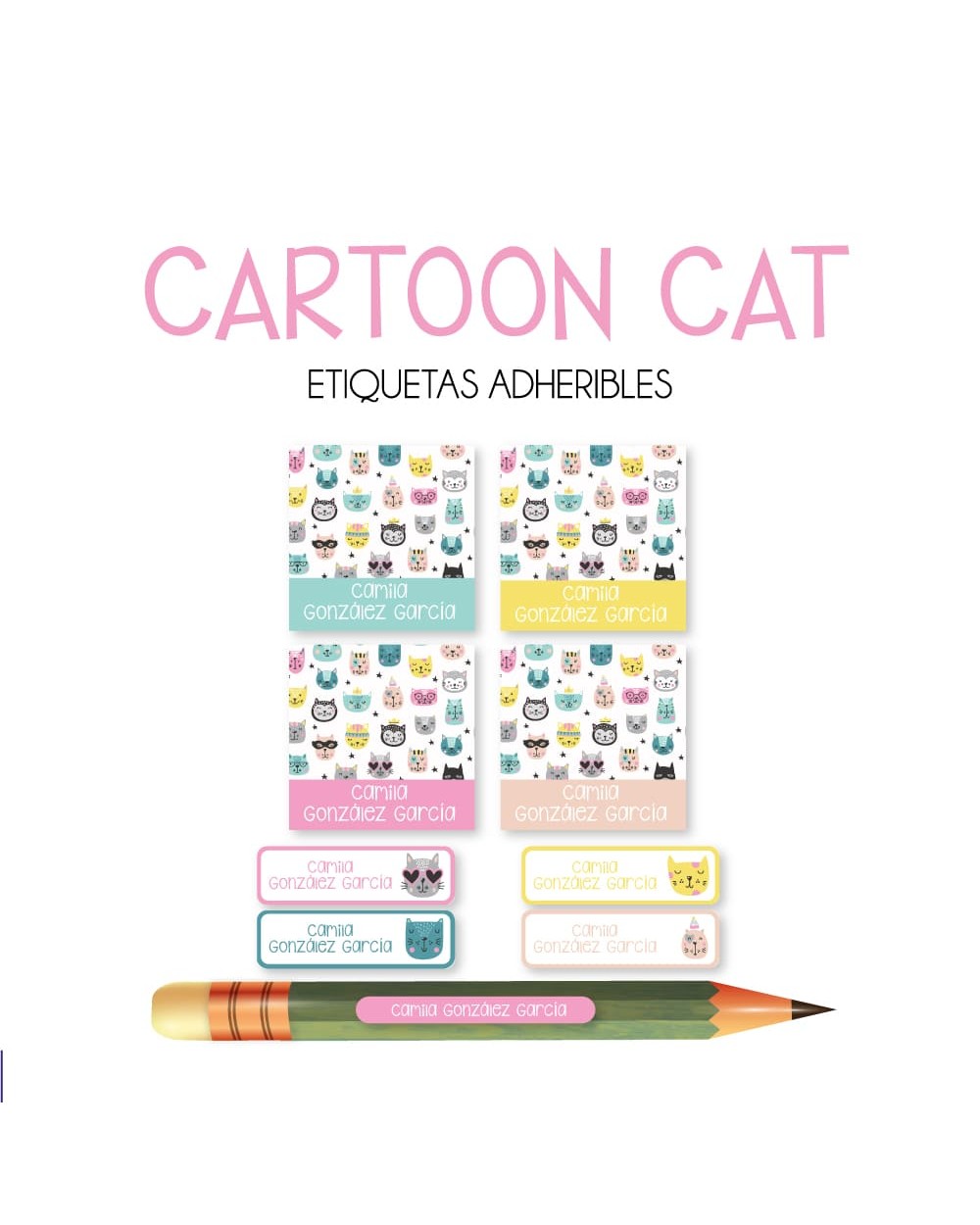 Pack Ropa y Escuela Cartoon Cat | Pack Ropa y Adheribles Pack Ropa y Escuela Cartoon Cat | Pack Ropa y Adheribles