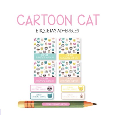 Escuela Adheribles Cartoon Cat