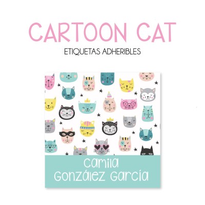 Escuela Adheribles Cartoon Cat