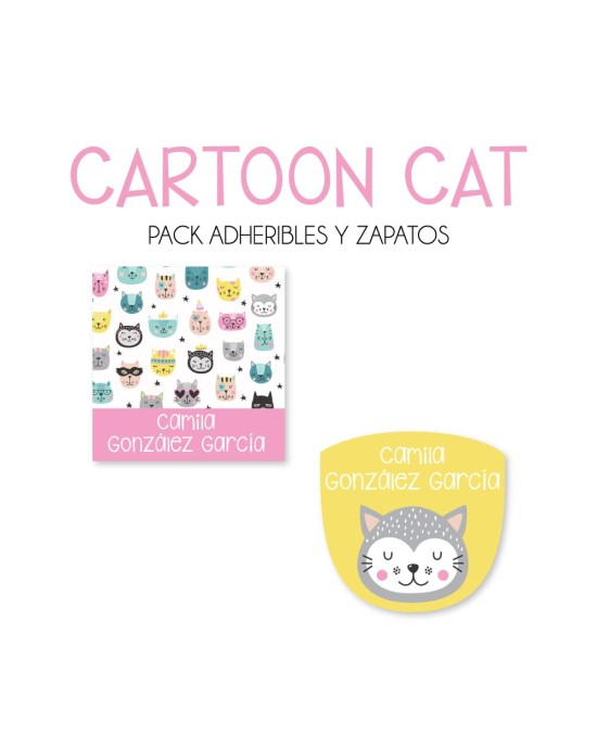Pack Escuela y Zapatos Cartoon Cat | Pack Adheribles y Zapatos