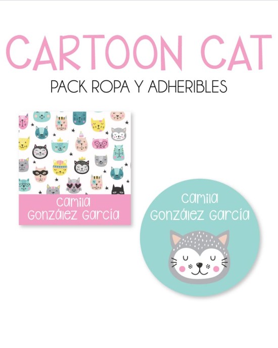 Pack Ropa y Escuela Cartoon Cat | Pack Ropa y Adheribles
