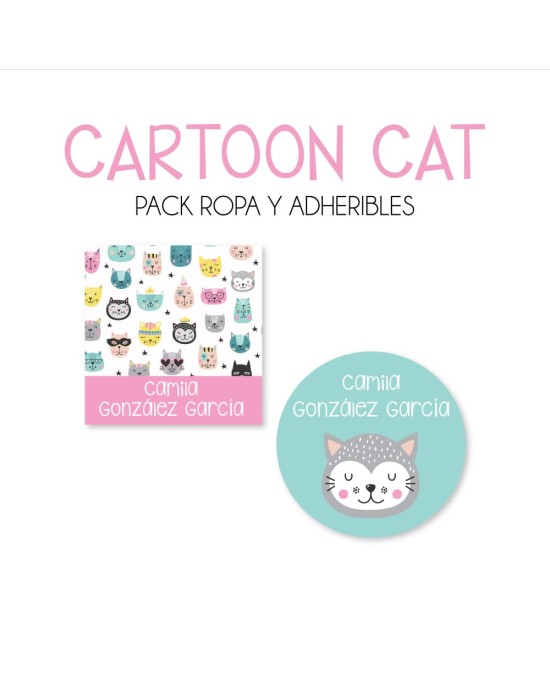 Pack Ropa y Escuela Cartoon Cat | Pack Ropa y Adheribles