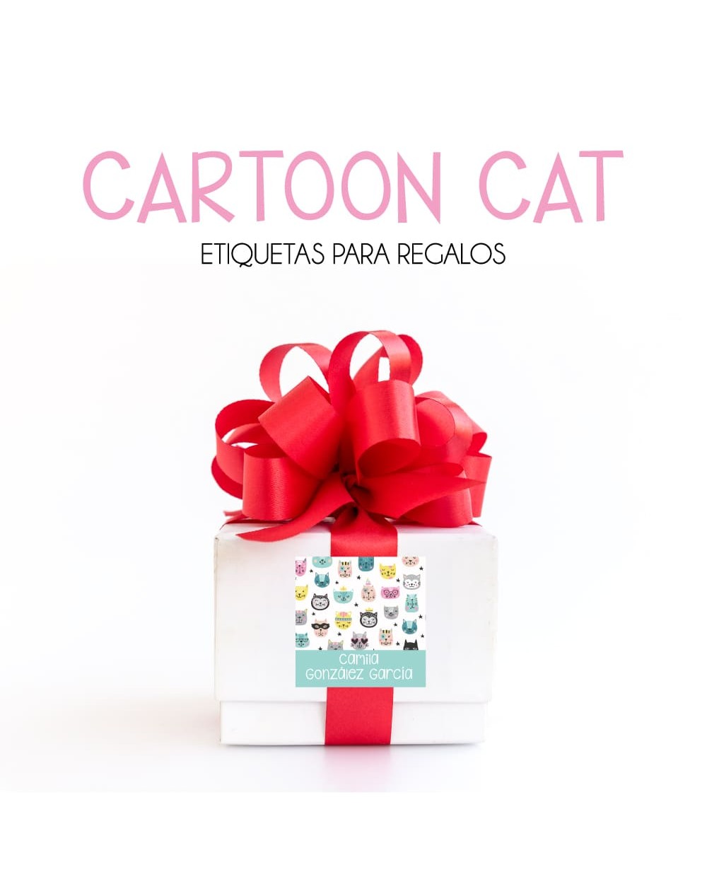 Paquete de etiquetas para Regalo Cartoon Cat - Etiquetas Para Regalos
