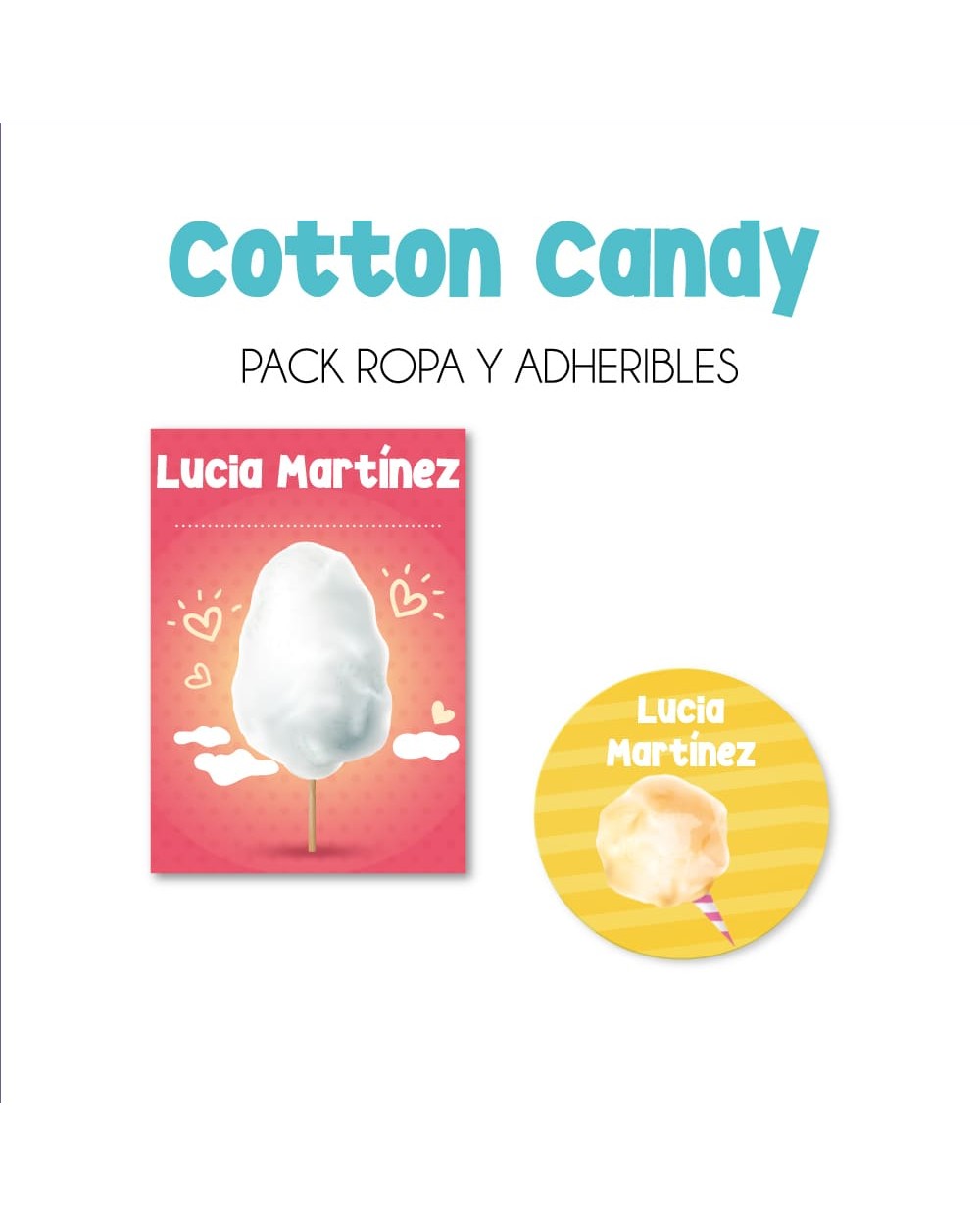 Pack Ropa y Escuela Cotton Candy | Pack Ropa y Adheribles Pack Ropa y Escuela Cotton Candy | Pack Ropa y Adheribles