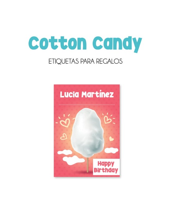 Paquete de etiquetas para Regalo Cotton Candy - Etiquetas Para Regalos