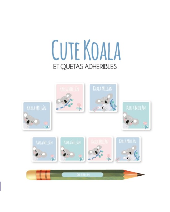 Pack Escuela y Zapatos Cute Koala | Pack Adheribles y Zapatos
