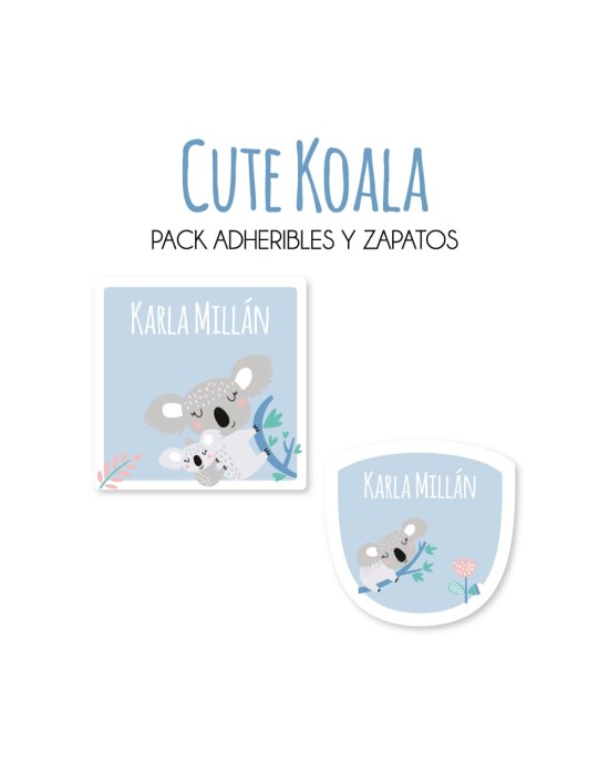 Pack Escuela y Zapatos Cute Koala | Pack Adheribles y Zapatos