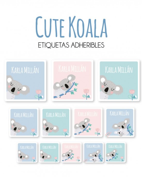 Guarderia Cute Koala-Etiquetas Para Guarderia