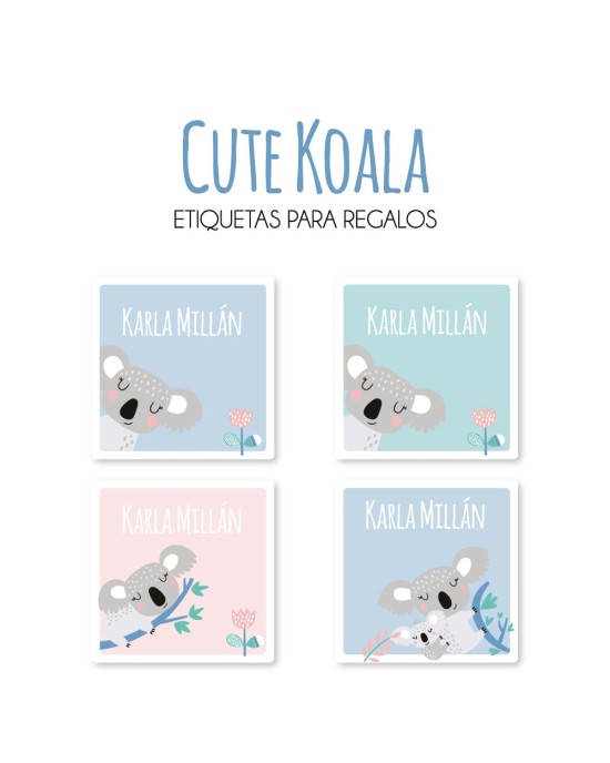 Paquete de etiquetas para Regalo Cute Koala - Etiquetas Para Regalos