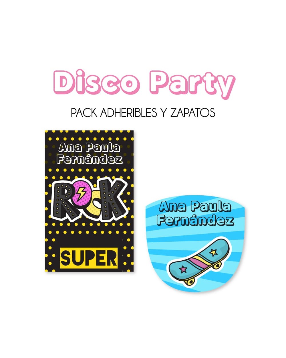 Pack Escuela y Zapatos Disco Party | Pack Adheribles y Zapatos Pack Escuela y Zapatos Disco Party | Pack Adheribles y Zapatos