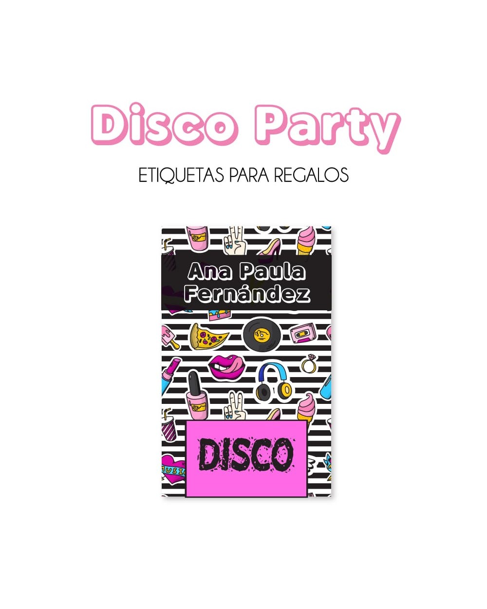 Paquete de etiquetas para Regalo Disco Party - Etiquetas Para Regalos Paquete de etiquetas para Regalo Disco Party - Etiquetas Para Regalos