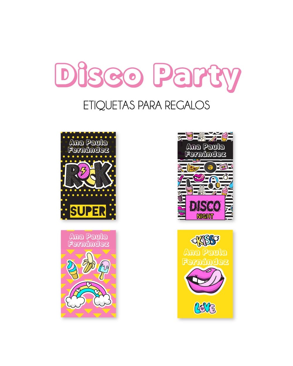 Paquete de etiquetas para Regalo Disco Party - Etiquetas Para Regalos Paquete de etiquetas para Regalo Disco Party - Etiquetas Para Regalos