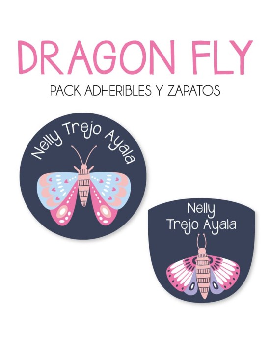 Pack Escuela y Zapatos Dragon Fly | Pack Adheribles y Zapatos