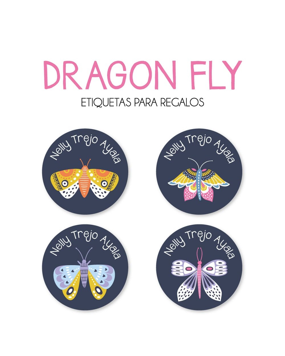 Paquete de etiquetas para Regalo Dragon Fly - Etiquetas Para Regalos