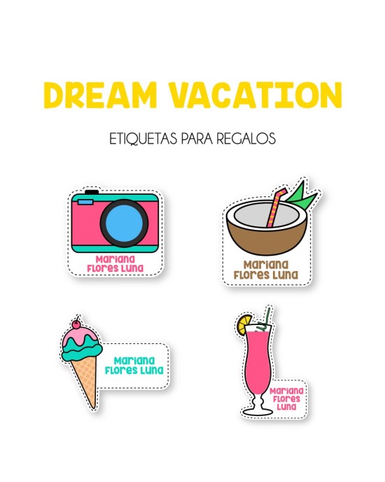 Paquete de etiquetas para Regalo Dream Vacation - Etiquetas Para Regalos