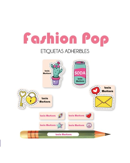 Escuela Adheribles Fashion Pop-Etiquetas Para Escuela