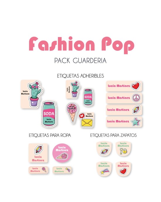Pack Guardería Fashion Pop | Pack Guarderia