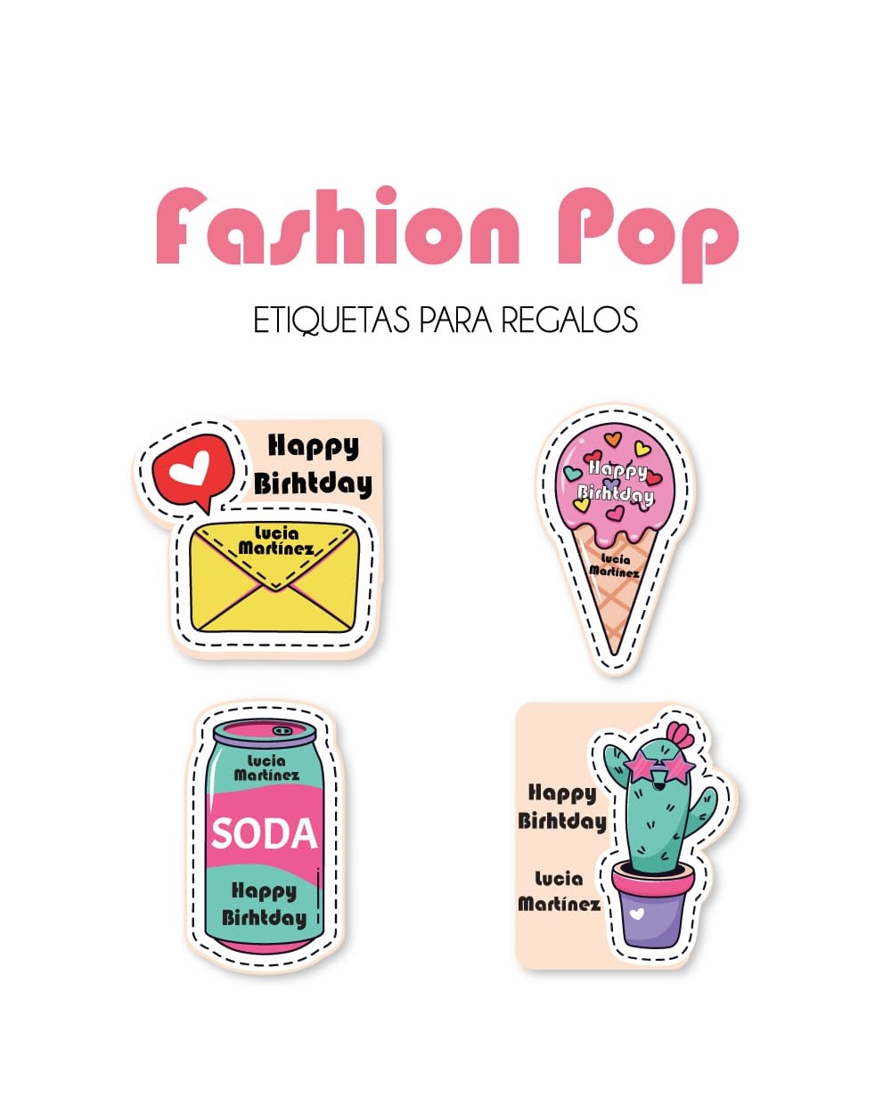 Paquete de etiquetas para Regalo Fashion Pop - Etiquetas Para Regalos Paquete de etiquetas para Regalo Fashion Pop - Etiquetas Para Regalos