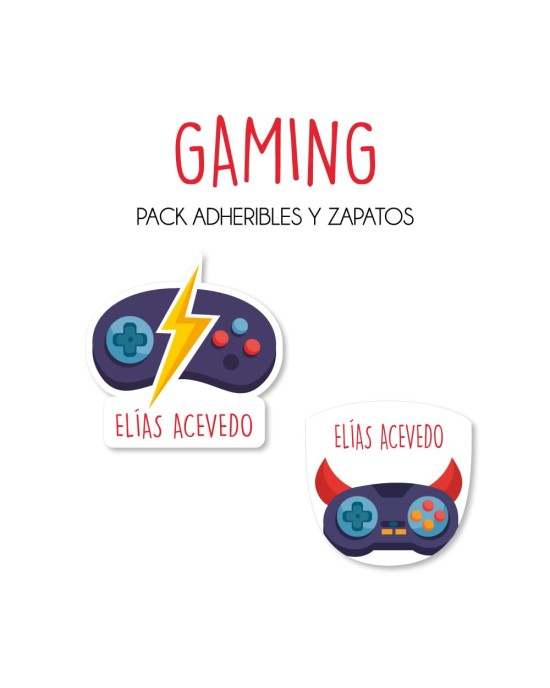 Pack Escuela y Zapatos Gaming | Pack Adheribles y Zapatos