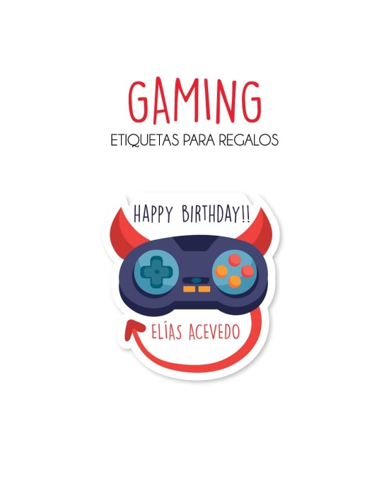 Paquete de etiquetas para Regalo Gaming - Etiquetas Para Regalos
