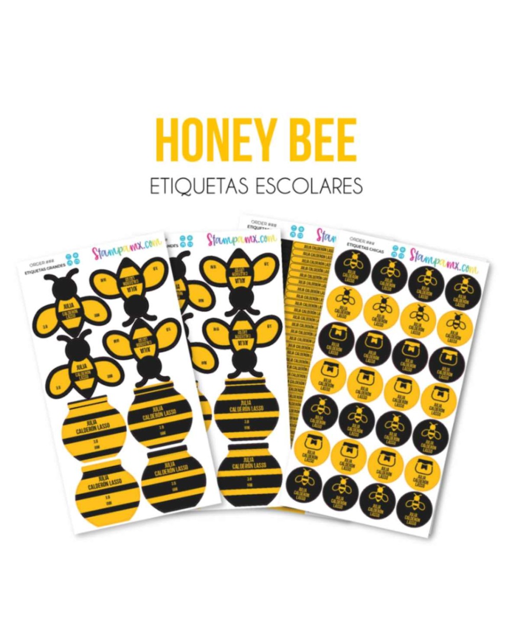 Escuela Adheribles Honey Bee-Etiquetas Para Escuela Escuela Adheribles Honey Bee-Etiquetas Para Escuela