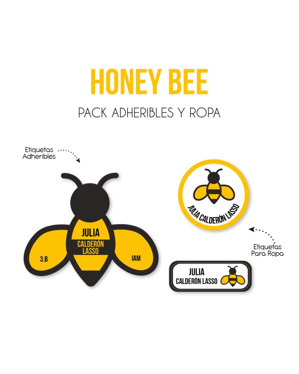 Pack Ropa y Escuela Honey Bee| Pack Ropa y Adheribles Pack Ropa y Escuela Honey Bee| Pack Ropa y Adheribles