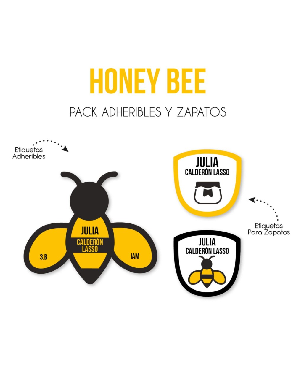 Pack Escuela y Zapatos Honey Bee| Pack Adheribles y Zapatos Pack Escuela y Zapatos Honey Bee| Pack Adheribles y Zapatos