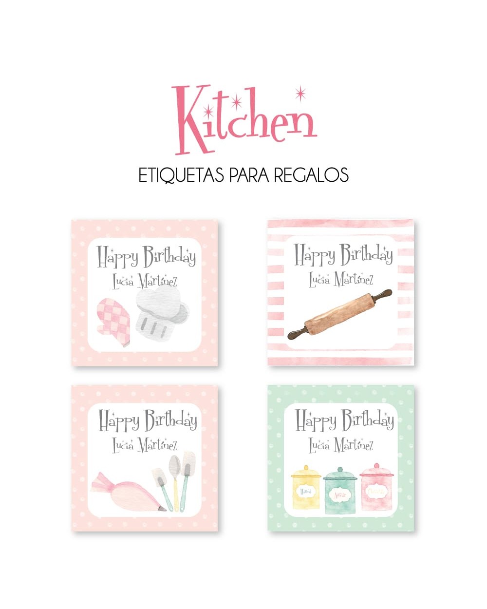Paquete de etiquetas para Regalo Kitchen - Etiquetas Para Regalos