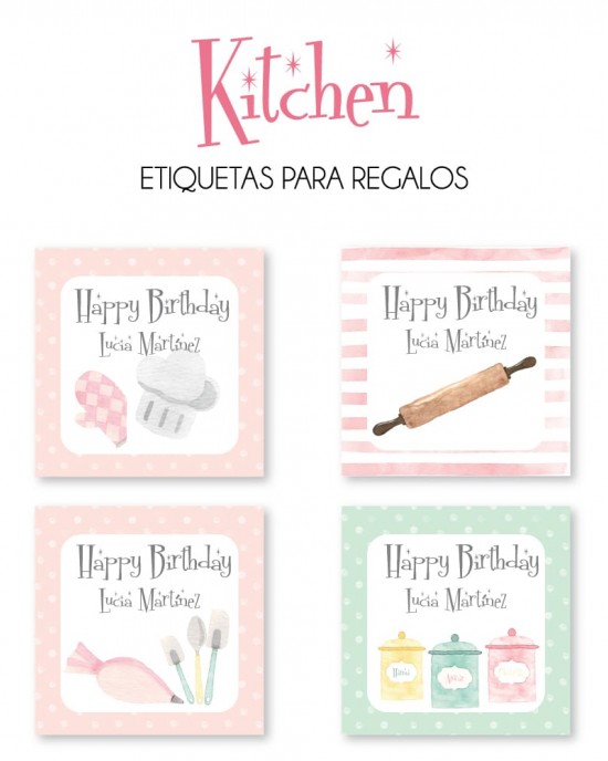 Paquete de etiquetas para Regalo Kitchen - Etiquetas Para Regalos