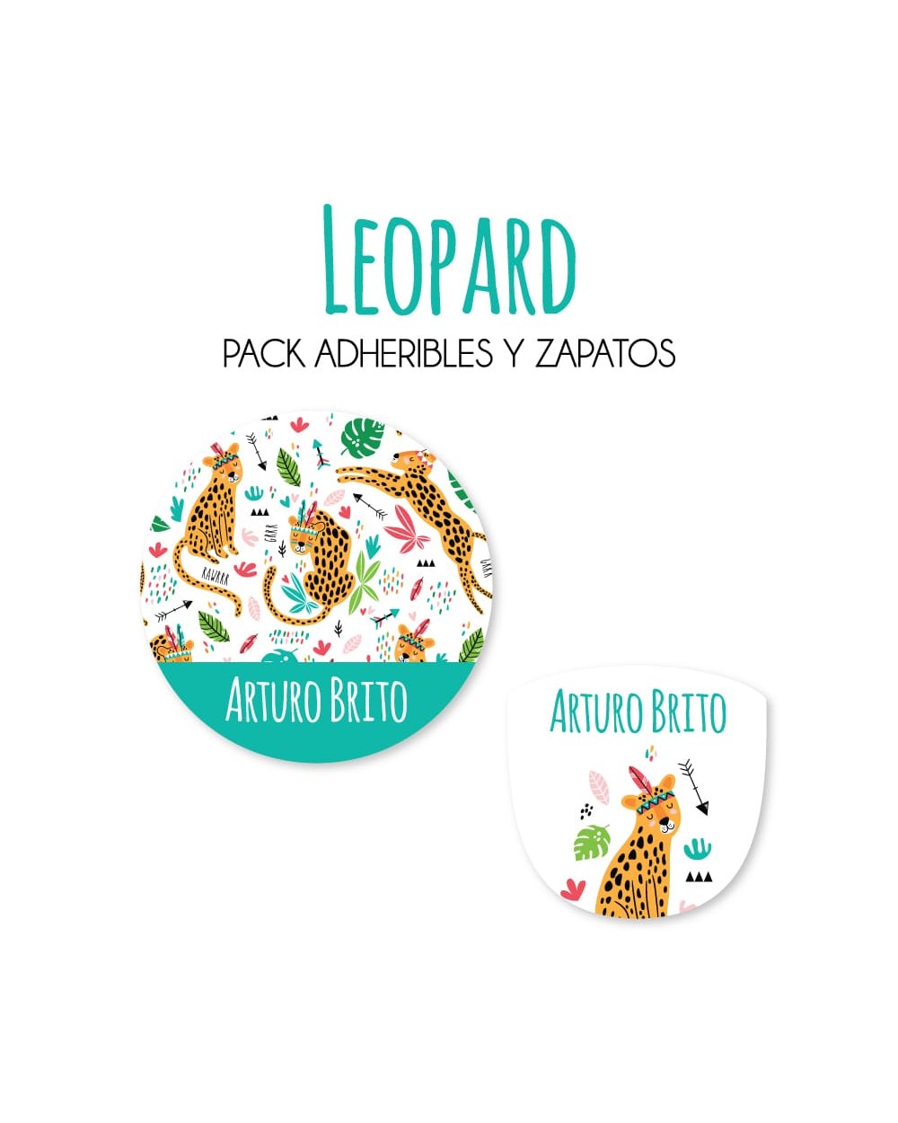 Pack Escuela y Zapatos Leopard | Pack Adheribles y Zapatos