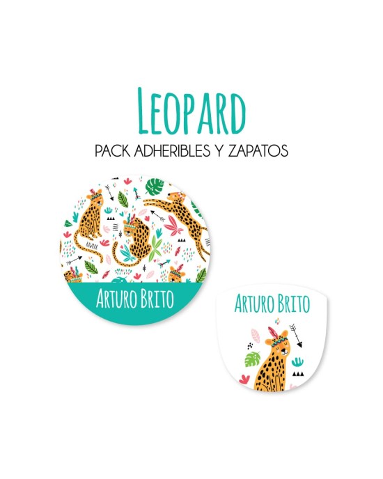 Pack Escuela y Zapatos Leopard | Pack Adheribles y Zapatos