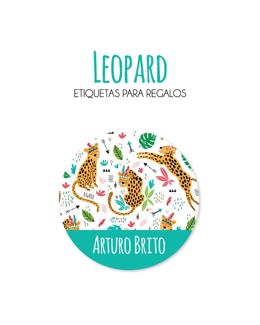 Paquete de etiquetas para Regalo Leopard - Etiquetas Para Regalos