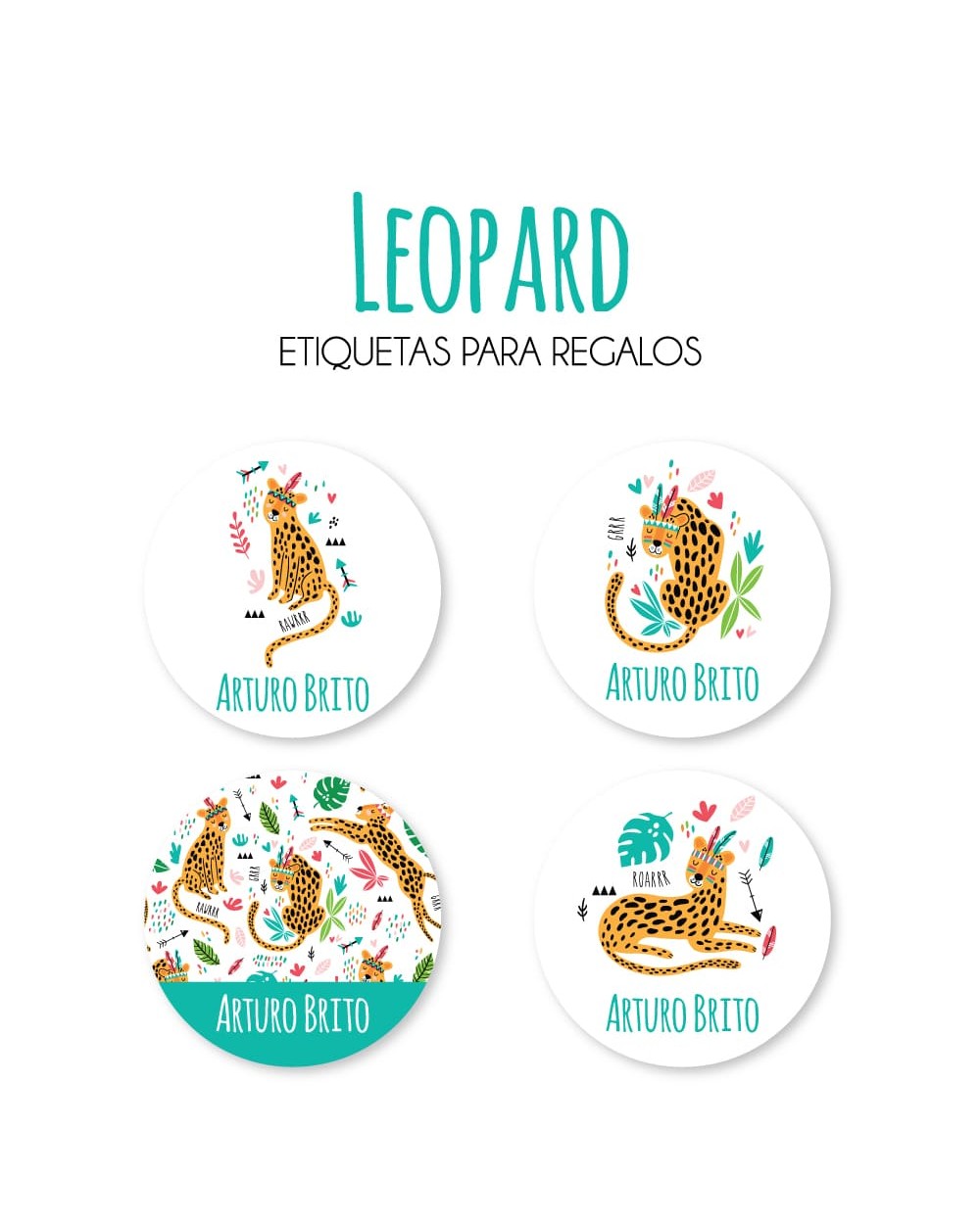 Paquete de etiquetas para Regalo Leopard - Etiquetas Para Regalos