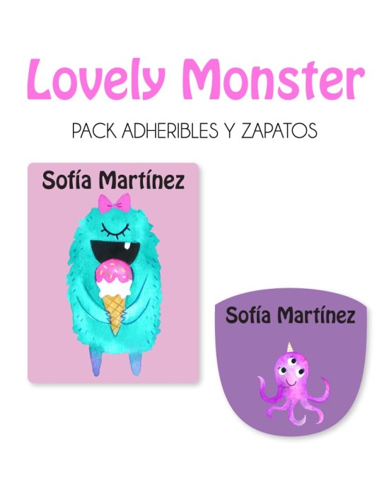 Pack Escuela y Zapatos Lovely Monster | Pack Adheribles y Zapatos