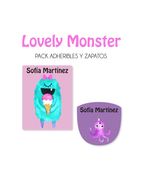 Pack Escuela y Zapatos Lovely Monster | Pack Adheribles y Zapatos