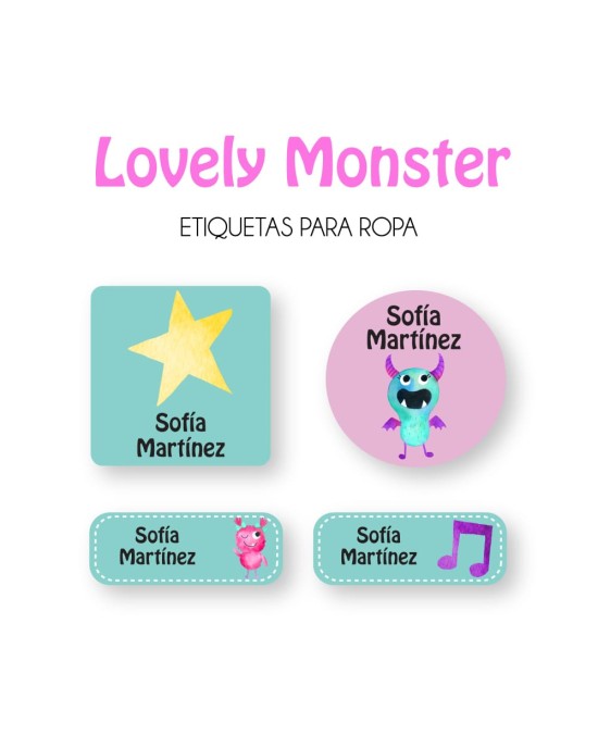 Ropa Lovely Monster-Etiquetas Para Ropa