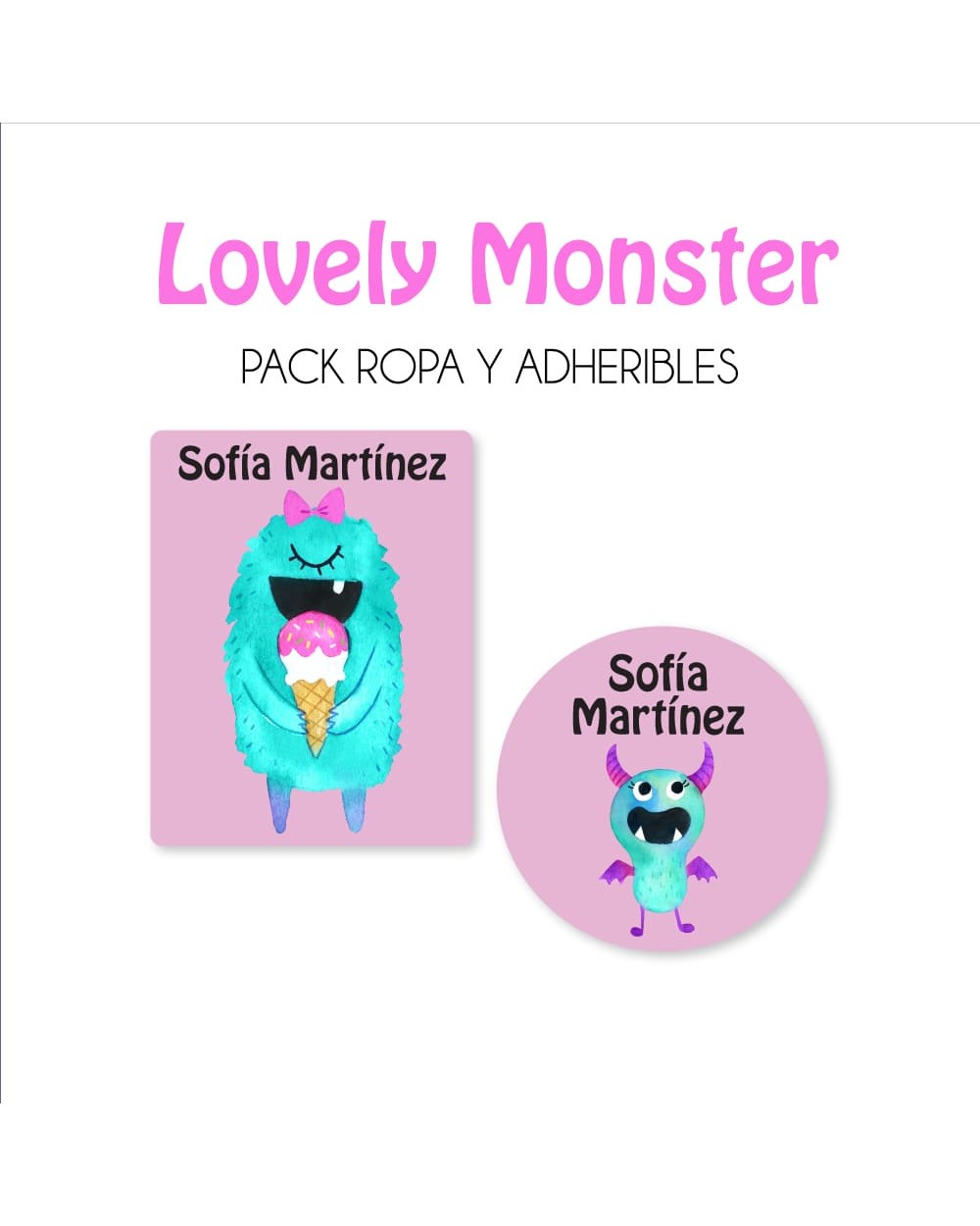 Pack Ropa y Escuela Lovely Monster | Pack Ropa y Adheribles