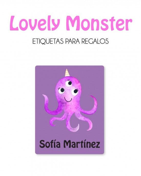 Paquete de etiquetas para Regalo Lovely Monster - Etiquetas Para Regalos