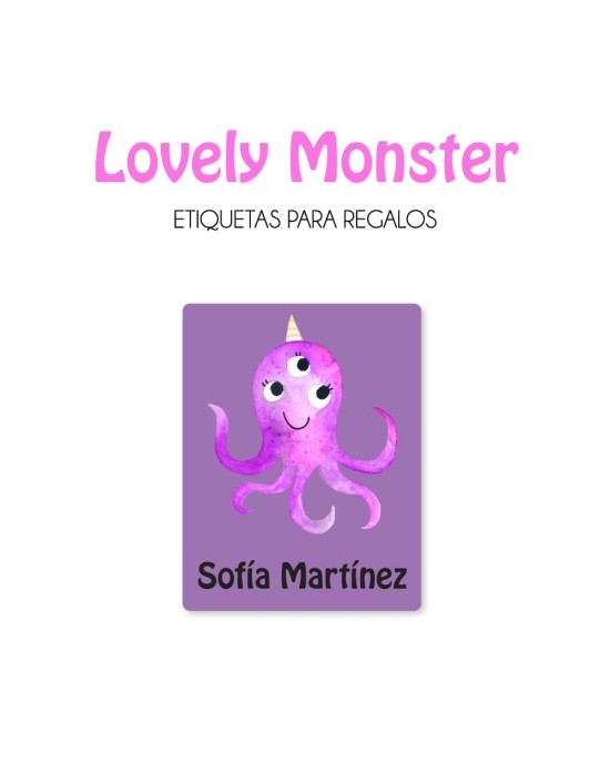 Paquete de etiquetas para Regalo Lovely Monster - Etiquetas Para Regalos