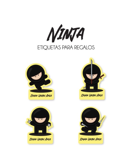 Paquete de etiquetas para Regalo Ninja - Etiquetas Para Regalos