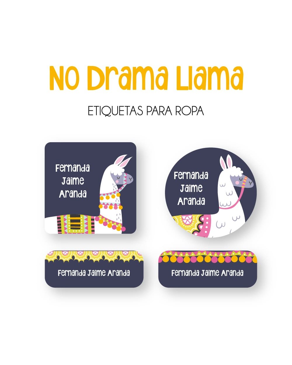 Ropa No Drama Llama-Etiquetas Para Ropa Ropa No Drama Llama-Etiquetas Para Ropa