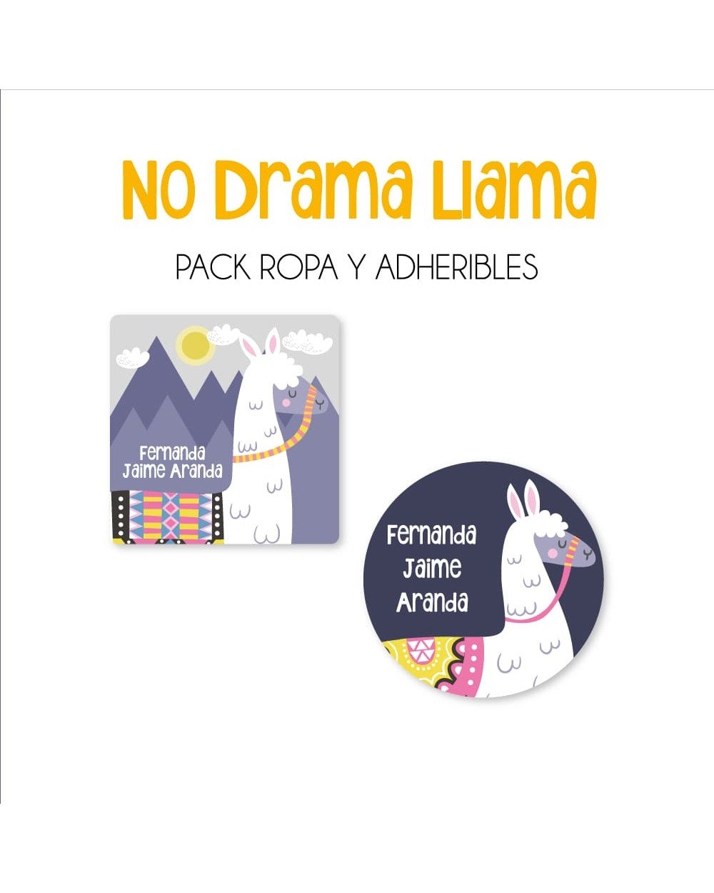 Pack Ropa y Escuela No Drama Llama | Pack Ropa y Adheribles