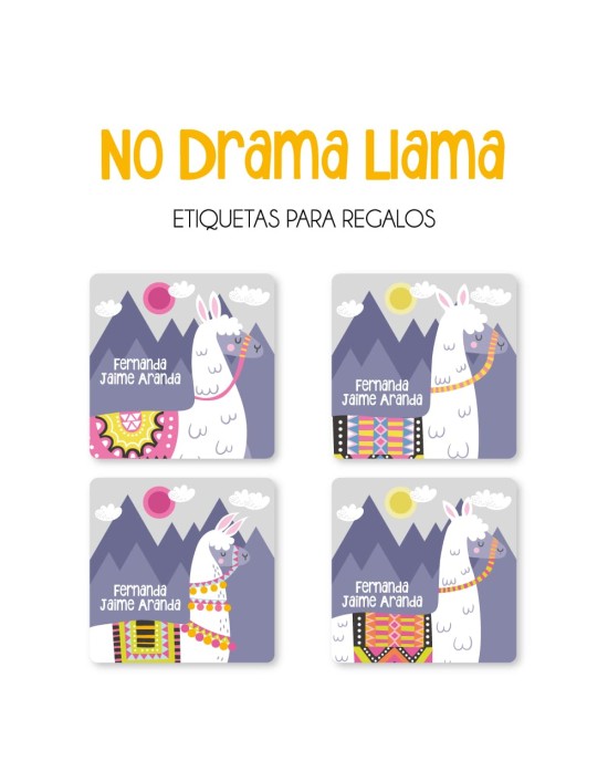 Paquete de etiquetas para Regalo No Drama Llama - Etiquetas Para Regalos