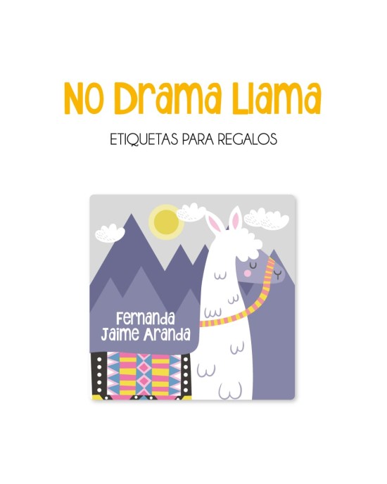 Paquete de etiquetas para Regalo No Drama Llama - Etiquetas Para Regalos