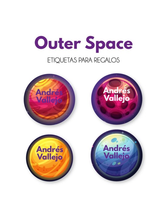 Paquete de etiquetas para Regalo Outer Space - Etiquetas Para Regalos