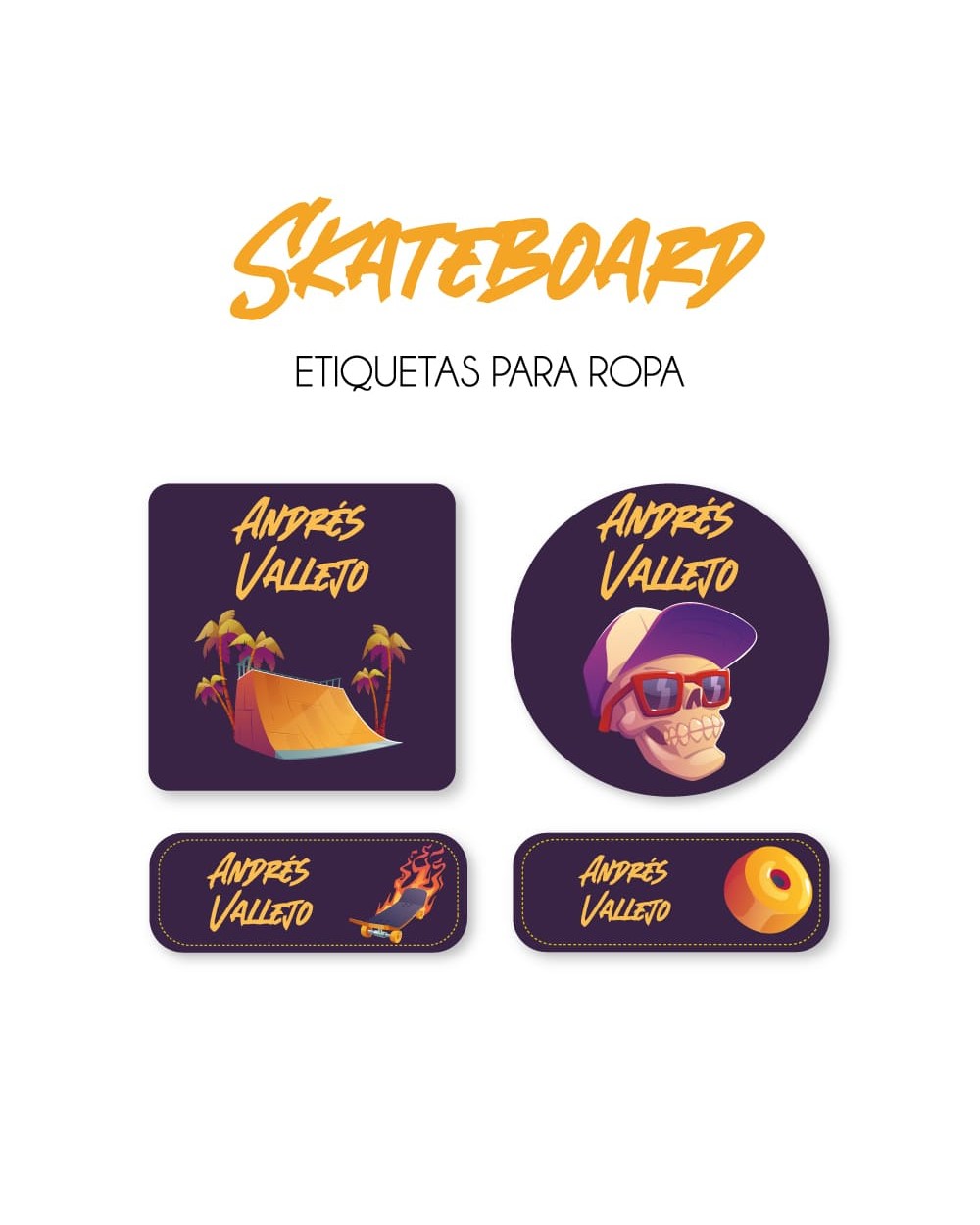 Ropa Skateboard-Etiquetas Para Ropa