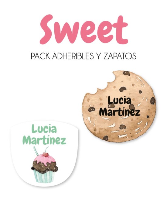 Pack Escuela y Zapatos Sweets | Pack Adheribles y Zapatos